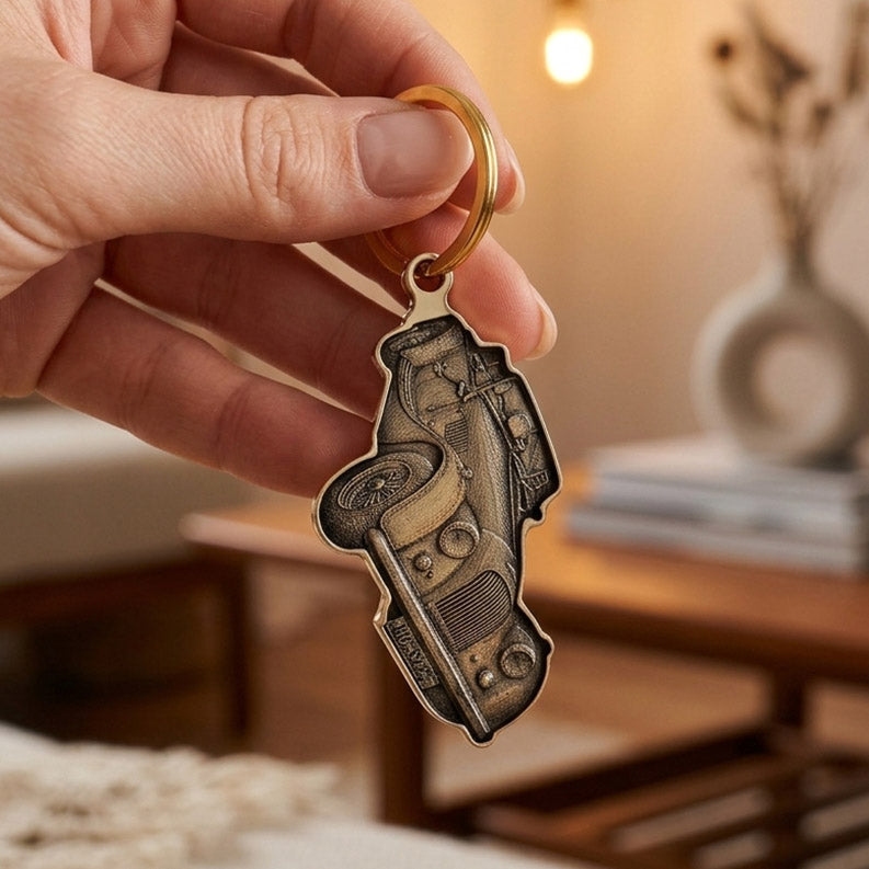 Individueller Schlüsselanhänger nach Kundenfoto | Dein eigenes Auto oder Motorrad als Anhänger | Personalisiertes Autogeschenk mit Gravur | aus hochwertigem Messing