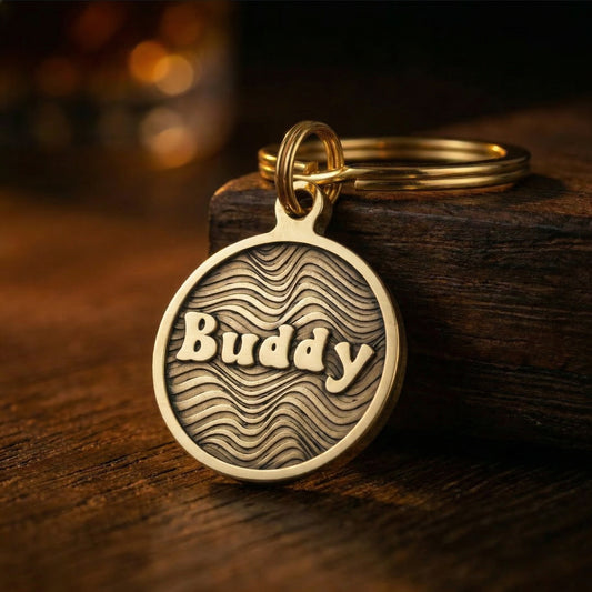 Luxus Hundemarke mit Wellenmuster