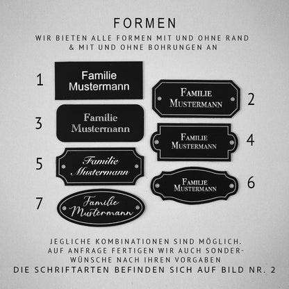 Klingelschild | Türschild | Namensschild | Haustür | Briefkasten | personalisiert aus wetterbeständigem Kunststoff | selbstklebend | schwarz