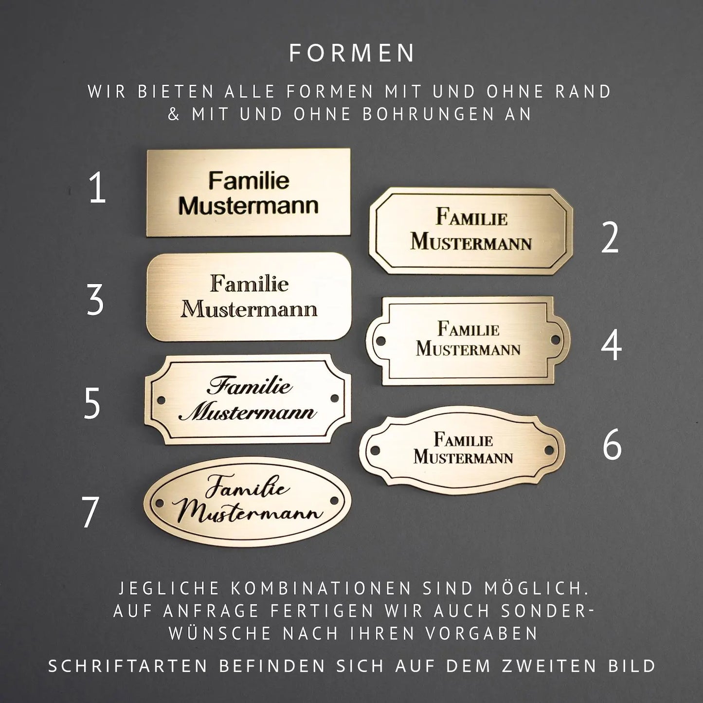 Klingelschild | Türschild | Namensschild | Haustür | Briefkasten | personalisiert aus wetterbeständigem Kunststoff | selbstklebend | gold