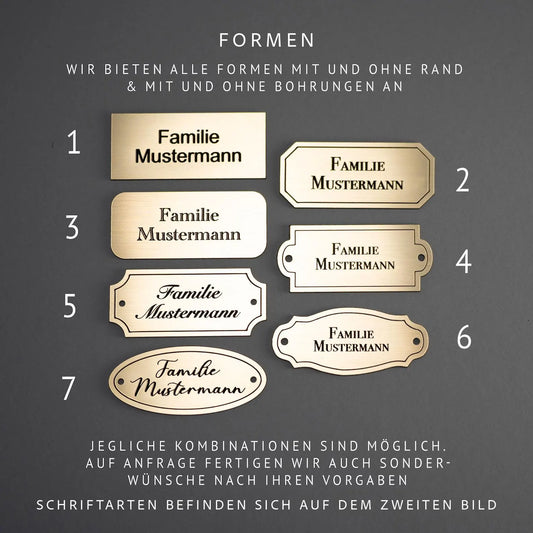 Klingelschild | Türschild | Namensschild | Haustür | Briefkasten | personalisiert aus wetterbeständigem Kunststoff | selbstklebend | gold