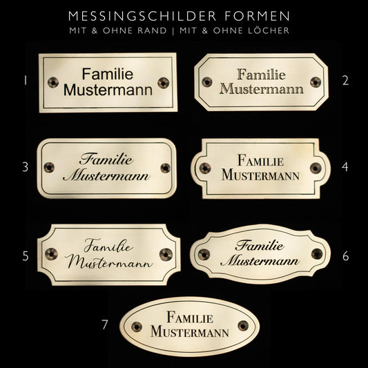 Klingelschild | Türschild | Namensschild | Haustür | Briefkasten | personalisiert | Messing | Metall | poliert & oberflächenveredelt | gold