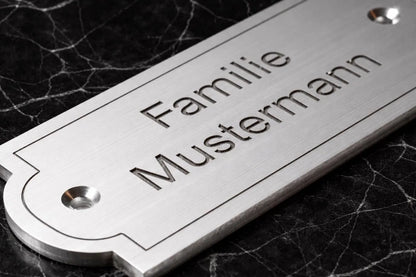 Klingelschild | Türschild | Namensschild | Haustür | Briefkasten | personalisiert | Aluminium | Metall | eloxiert, gebürstete Optik | silber