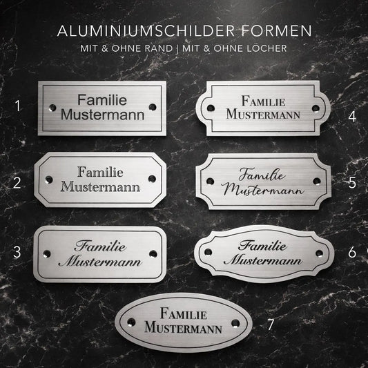 Klingelschild | Türschild | Namensschild | Haustür | Briefkasten | personalisiert | Aluminium | Metall | eloxiert, gebürstete Optik | silber