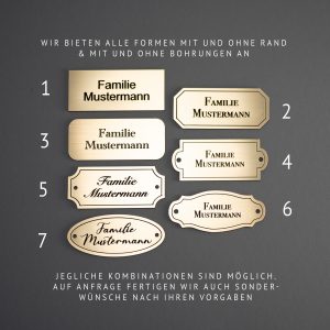 Namensschild, Türschild, Klingelschild, Briefkasten, Haustür, gold