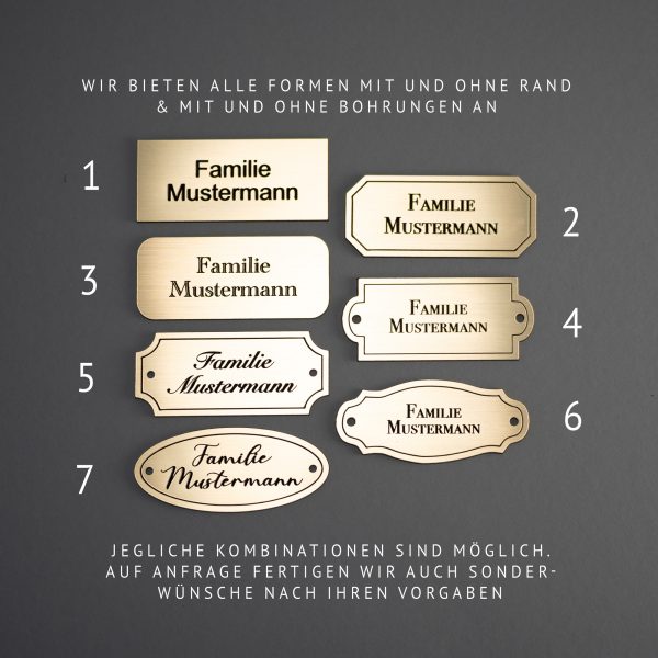 Namensschild, Türschild, Klingelschild, Briefkasten, Haustür, gold